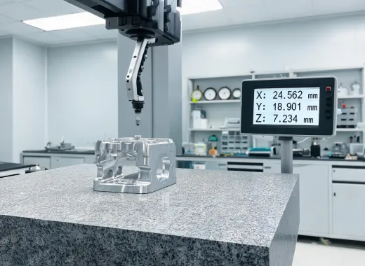 Metrology lab measuring machined part