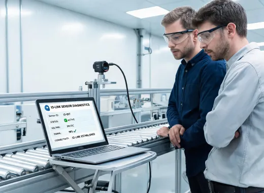 Automation team reviewing IO-Link sensor data